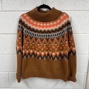 Grace + Karma Womens Size L Turtleneck Pullover Sweater Fair Isle Cozy Winter